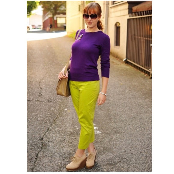 Liz Claiborne Chartreuse Cropped Ankle Pants
